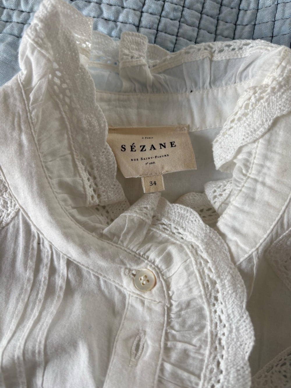 Sezane Chlo Shirt with ruffle collar and embroidery - bought in Paris - Picture 3 of 7